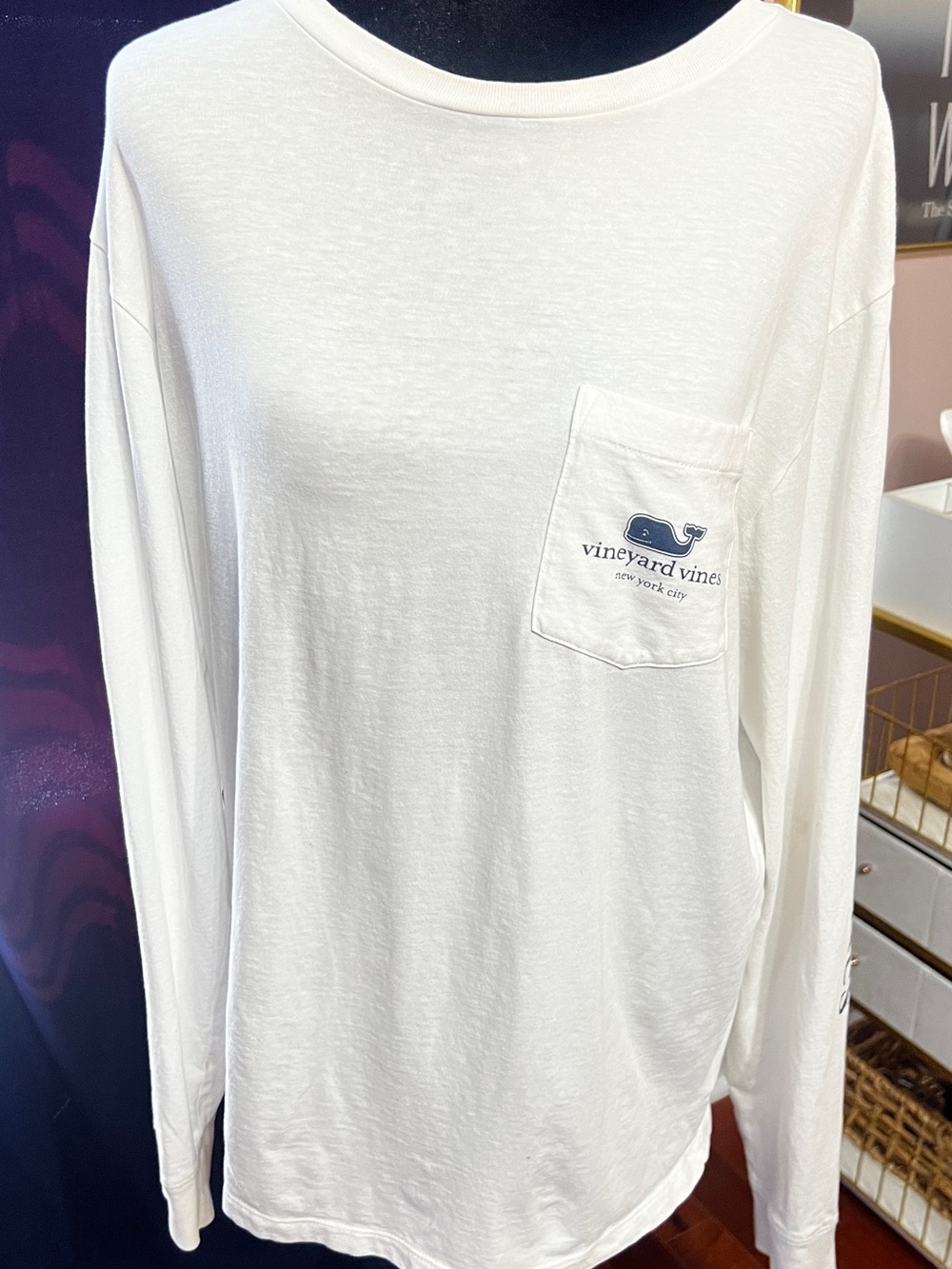 Vineyard Vines NYC Whale Pocket Tee Long Sleeve M